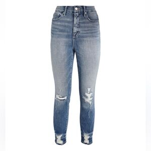 Good American Distressed Good Waist Ankle Denim Blue Jeans - Size 4